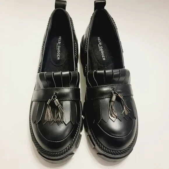 Anthropologie Kelsi Dagger Brooklyn Burke Flats Lug Loafer Size 7.5 NWT